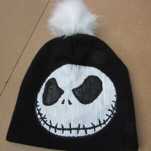 Nightmare before Christmas Jack Skellington sequin beanie white pom pom Disney